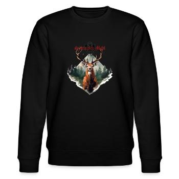 Südtiroler Madl mit Hirsch, dem Land die Treue - Stanley/Stella Unisex Bio-Sweatshirt CHANGER  - Schwarz - Vorne - Nik (191cm) & Marisol (170cm)