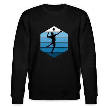 Herren Faustballspieler Volleyball Fistball - Stanley/Stella Unisex Bio-Sweatshirt CHANGER  - Schwarz - Vorne - Nik (191cm) & Marisol (170cm)