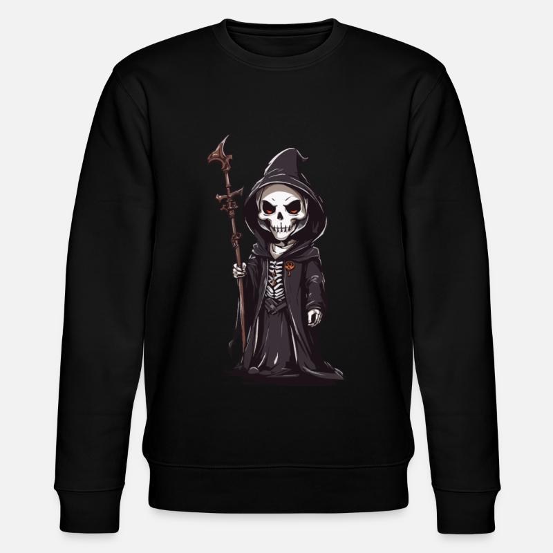 Cute Skeleton Magician Halloween Magic - Stanley/Stella CHANGER Unisex Organic Sweatshirt - black
