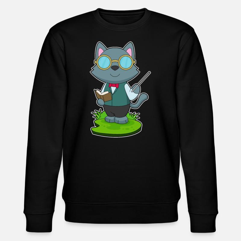 Cat Teacher Pointer - Stanley/Stella CHANGER Unisex Organic Sweatshirt - black