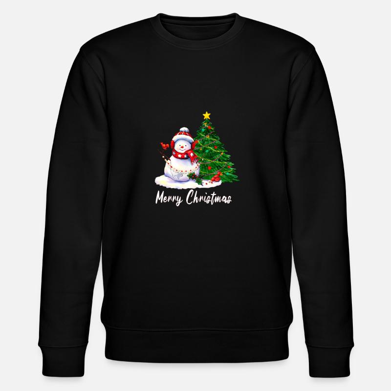 Frohe Weihnachten - Schneemann - Stanley/Stella Unisex Bio-Sweatshirt CHANGER  - Schwarz
