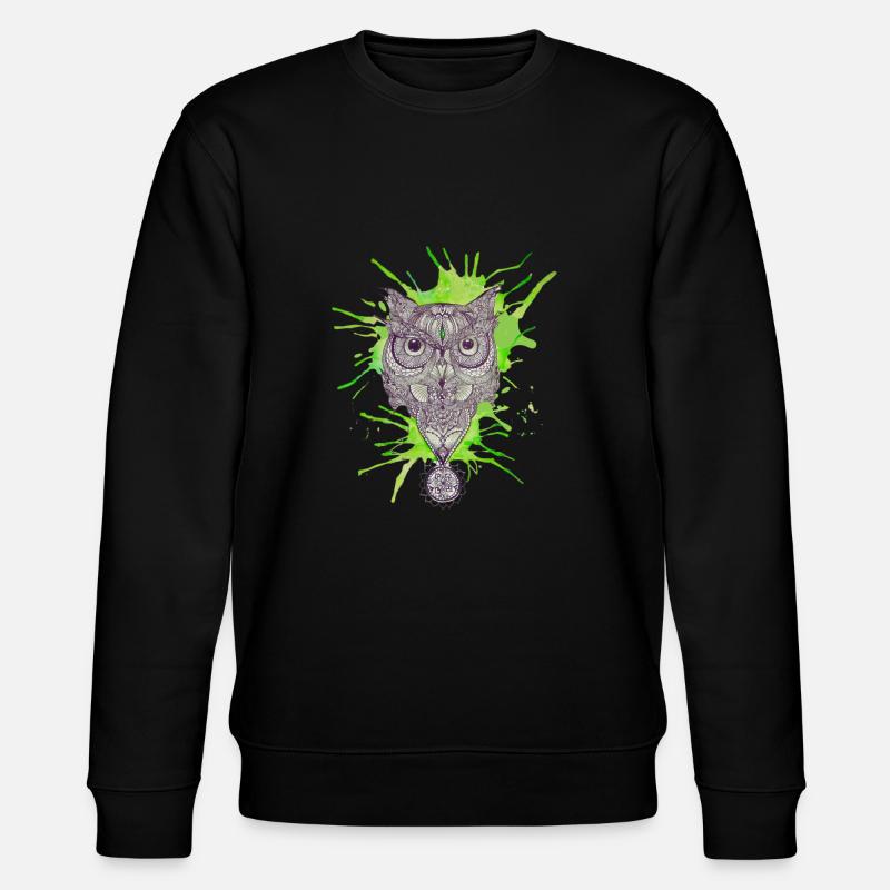 Mandala-Eule - Platsch - Stanley/Stella Unisex Bio-Sweatshirt CHANGER  - Schwarz