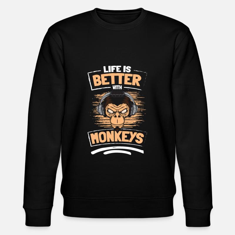 Singes drôles d’enfants - Sweat bio CHANGER Stanley/Stella Unisexe - noir