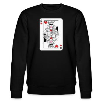 Funny Queen of Hearts Design - Carte à jouer de fête - Sweat bio CHANGER Stanley/Stella Unisexe - noir - Devant - Nik (191cm) & Marisol (170cm)
