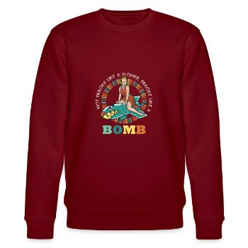 Nicht zerbrechlich wie eine Blume, sondern eine - Stanley/Stella Unisex Bio-Sweatshirt CHANGER  - Burgunderrot - Vorne - Nik (191cm) & Marisol (170cm)