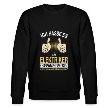 Elektriker Spruch - Stanley/Stella Unisex Bio-Sweatshirt CHANGER  - Schwarz - Vorne - Nik (191cm) & Marisol (170cm)