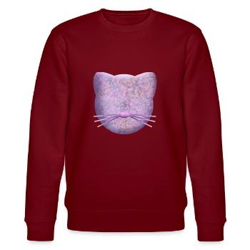 Lila Katzenlogo - Stanley/Stella Unisex Bio-Sweatshirt CHANGER  - Burgunderrot - Vorne - Nik (191cm) & Marisol (170cm)