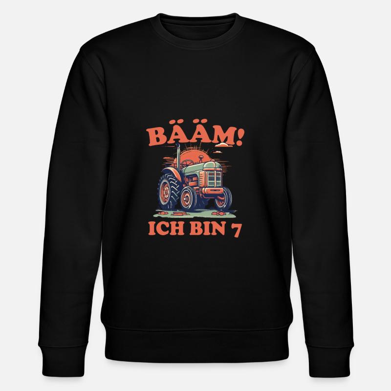 Kinder Bääm! Ich bin 7 - Stanley/Stella Unisex Bio-Sweatshirt CHANGER  - Schwarz