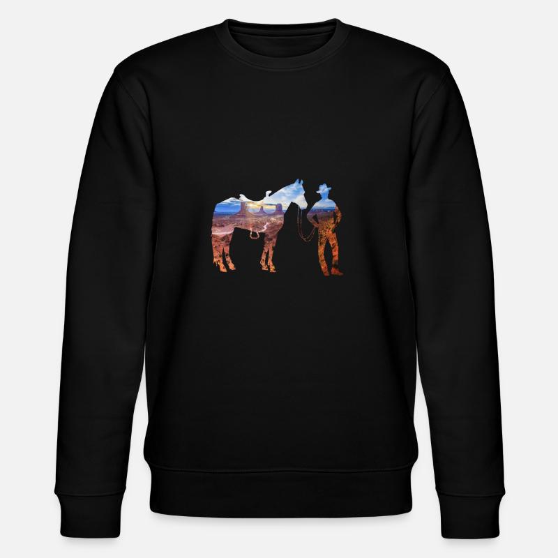 cowboy in der Steppe - Stanley/Stella Unisex Bio-Sweatshirt CHANGER  - Schwarz