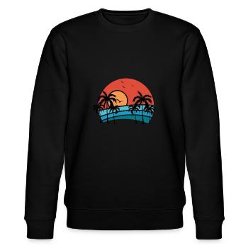 Palmen / Strand / Sonnenuntergang / Beachparty - Stanley/Stella Unisex Bio-Sweatshirt CHANGER  - Schwarz - Vorne - Nik (191cm) & Marisol (170cm)
