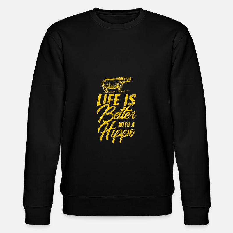 Nilpferd Hippo - Stanley/Stella Unisex Bio-Sweatshirt CHANGER  - Schwarz