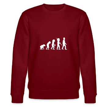 Evolution, development, job, office - Stanley/Stella CHANGER Unisex Organic Sweatshirt - burgundy - Front - Nik (191cm) & Marisol (170cm)