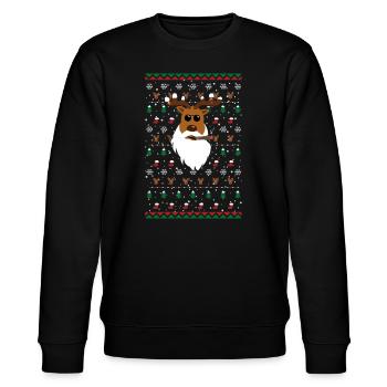 Rauchendes Rentier - Ugly Christmas - Stanley/Stella Unisex Bio-Sweatshirt CHANGER  - Schwarz - Vorne - Nik (191cm) & Marisol (170cm)