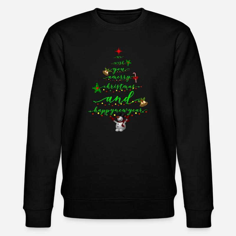 Drehbuch Weihnachtsbaum mit Schneemann - Stanley/Stella Unisex Bio-Sweatshirt CHANGER  - Schwarz
