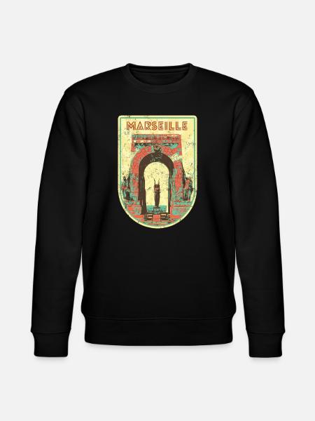 Insignia retro, Marsella Francia es mi ciudad natal - Sudadera ecológica unisex CHANGER de Stanley/Stella - negro