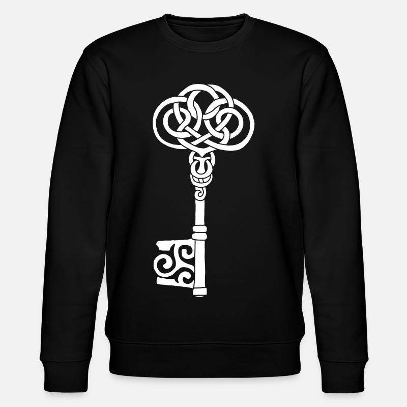 White Celtic Key - Stanley/Stella CHANGER Unisex Organic Sweatshirt - black