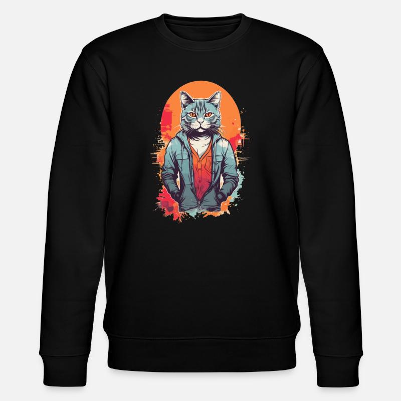 Coole graue Katze - Stanley/Stella Unisex Bio-Sweatshirt CHANGER  - Schwarz