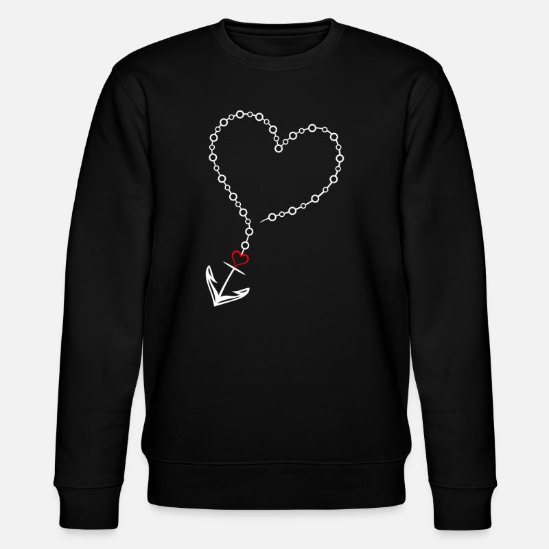 Herz mit Anker - Stanley/Stella Unisex Bio-Sweatshirt CHANGER  - Schwarz