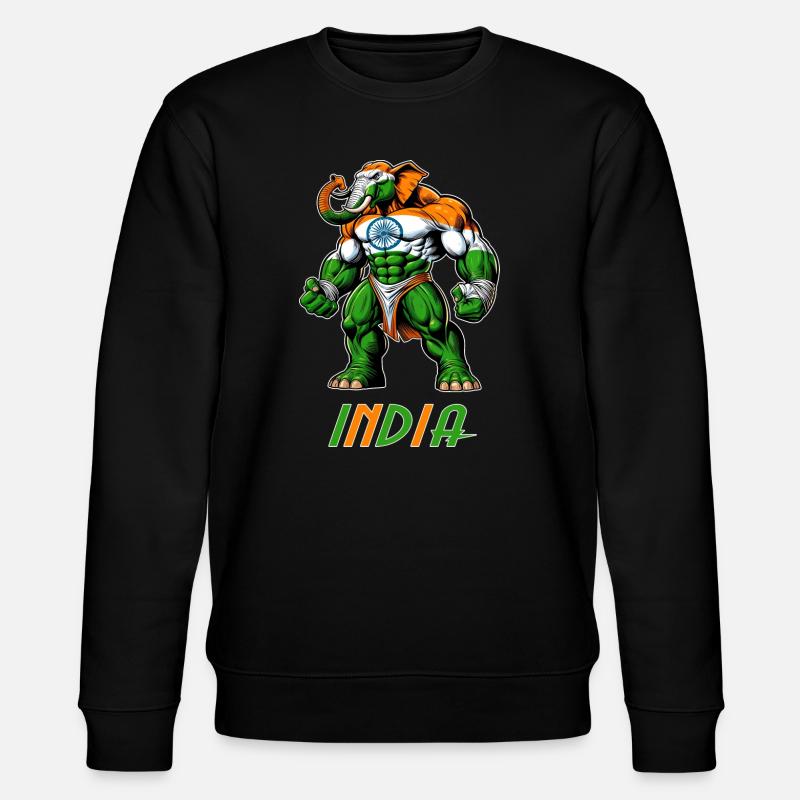 Indien Elefant Flaggen Design - Stanley/Stella Unisex Bio-Sweatshirt CHANGER  - Schwarz