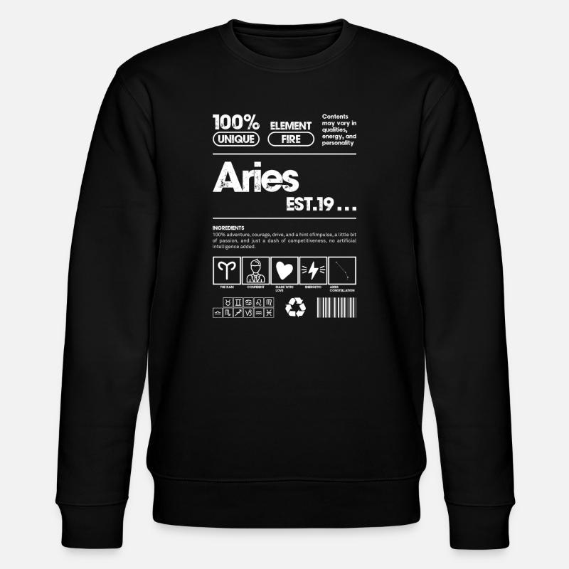 Widder Bold Line Art Sternzeichen - Stanley/Stella Unisex Bio-Sweatshirt CHANGER  - Schwarz