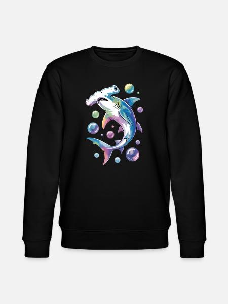 Vibrant Shark with Bubble Accents - Stanley/Stella CHANGER Unisex Organic Sweatshirt - black