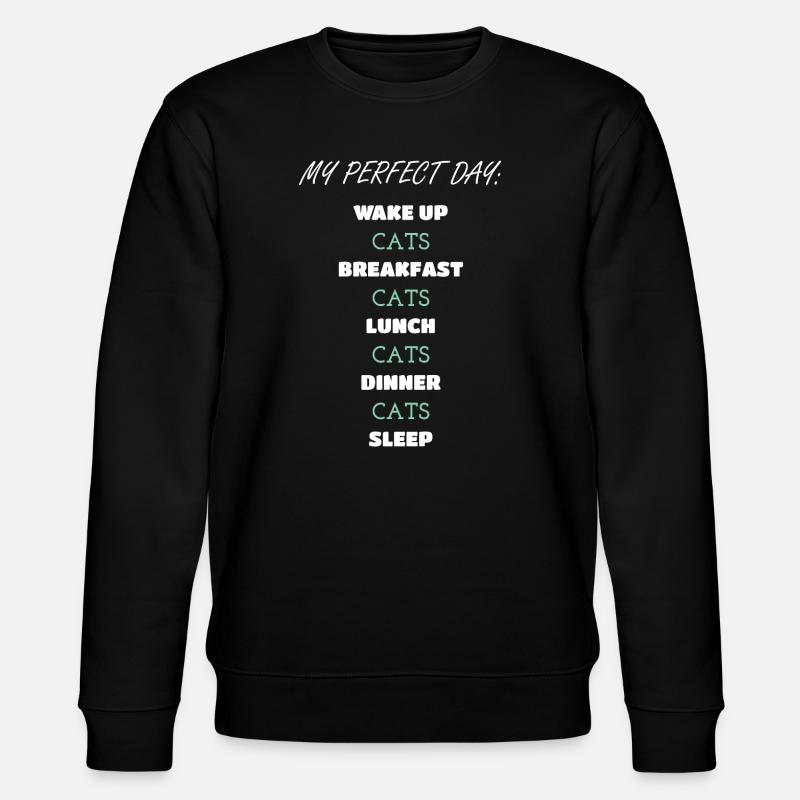 Skurrile Katze Tägliche Routine Design - Stanley/Stella Unisex Bio-Sweatshirt CHANGER  - Schwarz