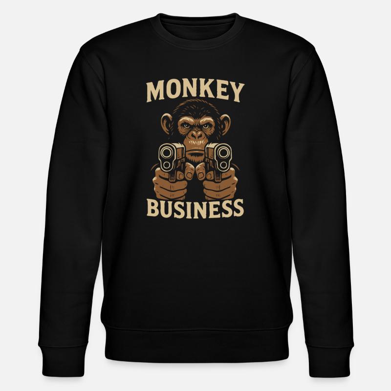 Singe avec pistolet d’affaires de singe - Sweat bio CHANGER Stanley/Stella Unisexe - noir