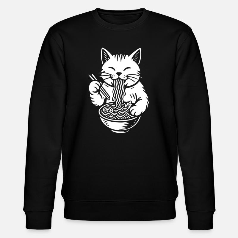 Kawaii Katzen-Ramen-Schüssel - Stanley/Stella Unisex Bio-Sweatshirt CHANGER  - Schwarz