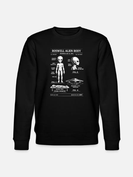 Roswell Alien Body Diagram - Stanley/Stella CHANGER Unisex Organic Sweatshirt - black