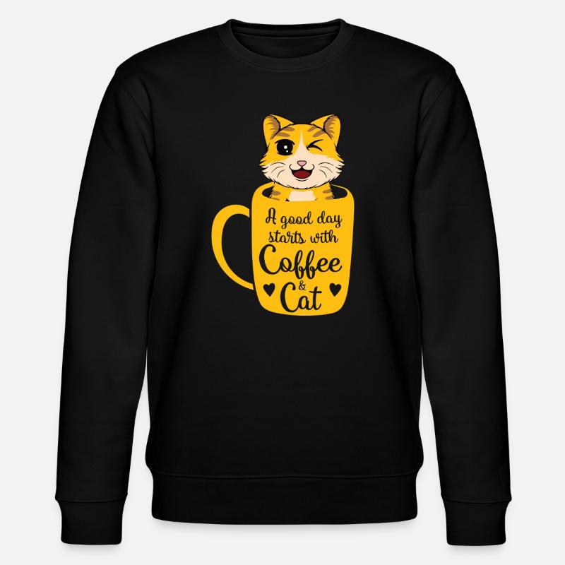 Bonjour café chat - Sweat bio CHANGER Stanley/Stella Unisexe - noir