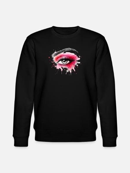 Aquarell-Auge mit pinkem Make-up - Stanley/Stella Unisex Bio-Sweatshirt CHANGER  - Schwarz