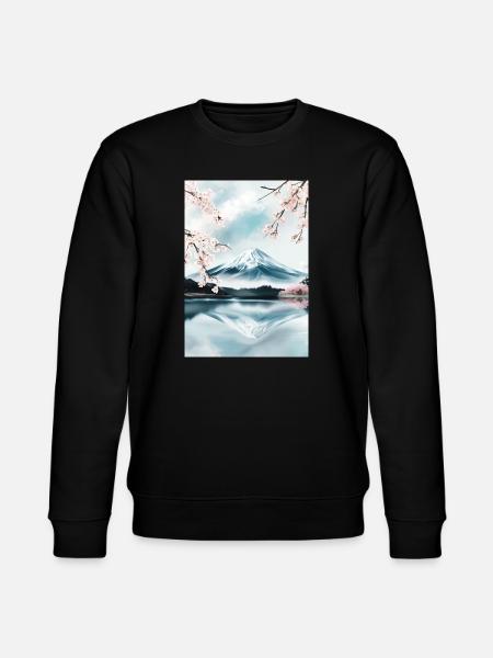 Fuji-Berg und Kirschblüten - Stanley/Stella Unisex Bio-Sweatshirt CHANGER - Schwarz