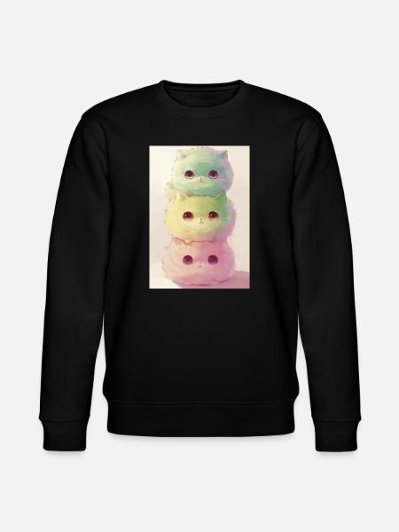 Pastel Cat in Rainbow Pile - Stanley/Stella CHANGER Unisex Organic Sweatshirt - black
