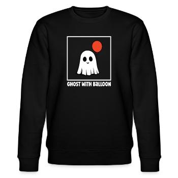 Ghost with balloon - Halloween - Geist - Stanley/Stella Unisex Bio-Sweatshirt CHANGER  - Schwarz - Vorne - Nik (191cm) & Marisol (170cm)
