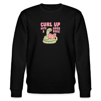Süße Schlange Curl Up Mit Einem Guten Buch - Stanley/Stella Unisex Bio-Sweatshirt CHANGER  - Schwarz - Vorne - Nik (191cm) & Marisol (170cm)