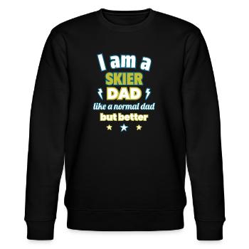 Papa SKIFAHRER, Vatertagsgeschenk, Skifahren,Sport - Stanley/Stella Unisex Bio-Sweatshirt CHANGER  - Schwarz - Vorne - Nik (191cm) & Marisol (170cm)
