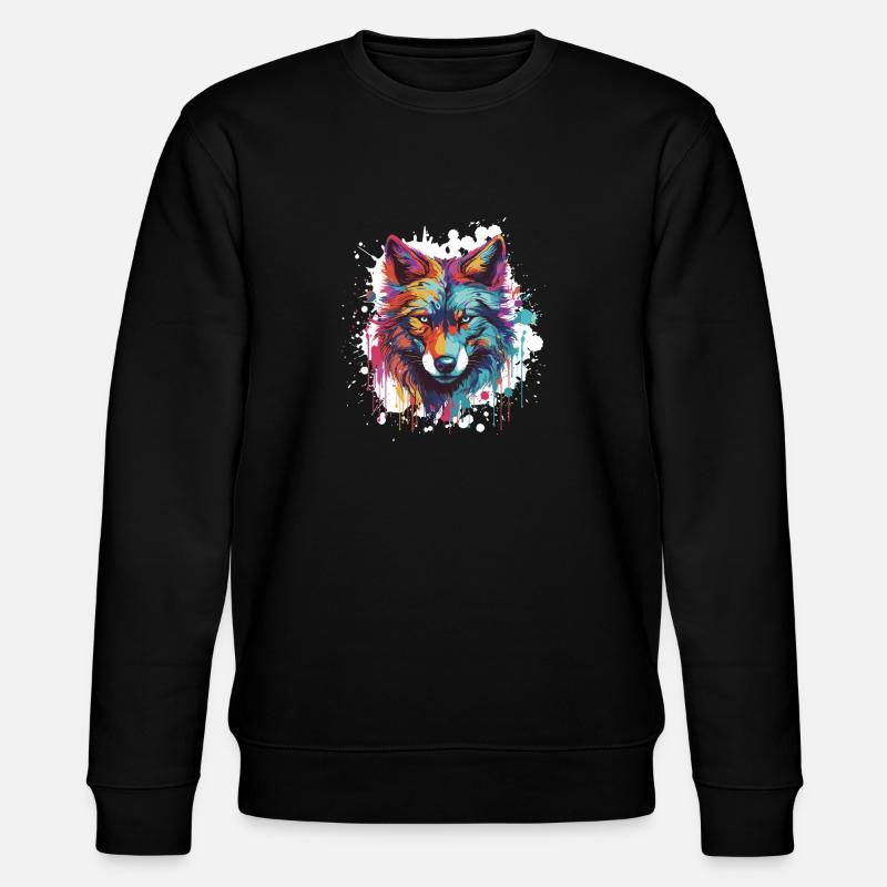 Wolf Tier Pop Art Kopf - Stanley/Stella Unisex Bio-Sweatshirt CHANGER  - Schwarz