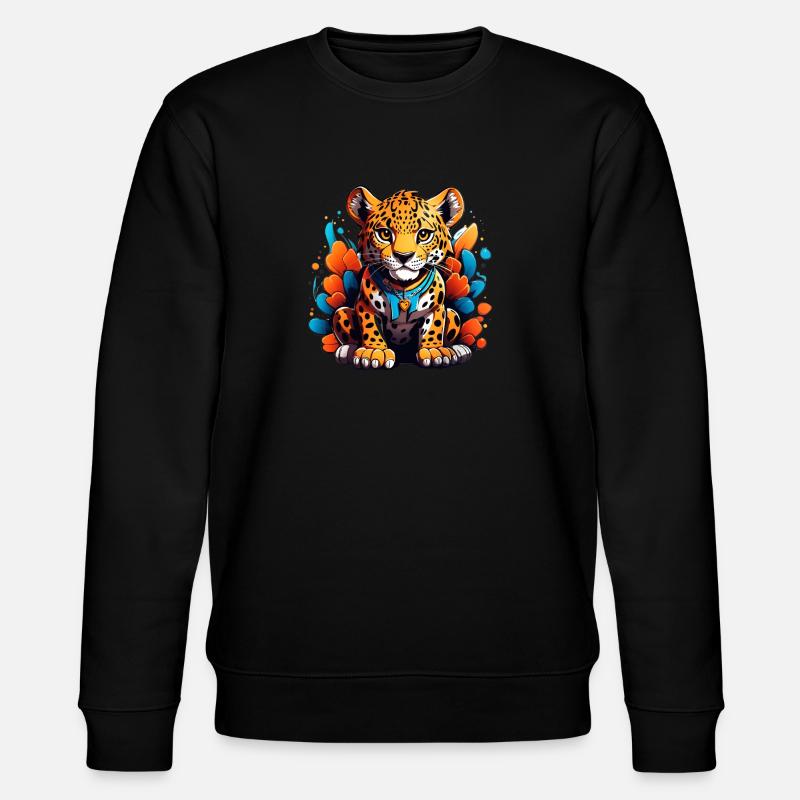 Petit bébé léopard - Sweat bio CHANGER Stanley/Stella Unisexe - noir