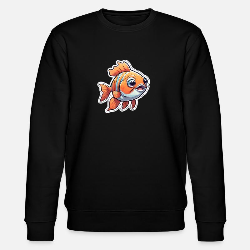 Neugieriger Oranger Goldfisch - Stanley/Stella Unisex Bio-Sweatshirt CHANGER  - Schwarz