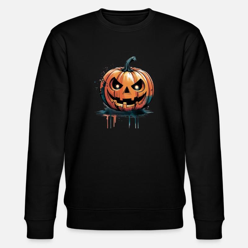 Halloween Kürbislaternen - Stanley/Stella Unisex Bio-Sweatshirt CHANGER  - Schwarz