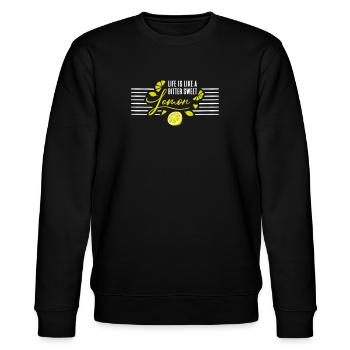 Life is like a bitter sweet Lemon Spruch - Stanley/Stella Unisex Bio-Sweatshirt CHANGER  - Schwarz - Vorne - Nik (191cm) & Marisol (170cm)