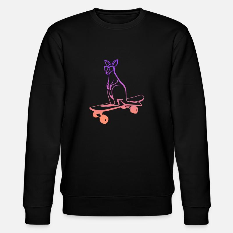 Skateboarding Kangaroo Skateboard Skater - Stanley/Stella Unisex Bio-Sweatshirt CHANGER - Schwarz