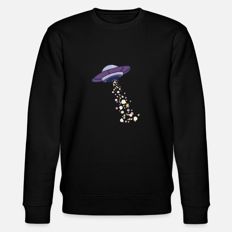 UFO und Blumen - Stanley/Stella Unisex Bio-Sweatshirt CHANGER  - Schwarz