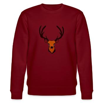 Hirschkopf im Herbst Hirsch Geweih Bock Reh Kitz - Stanley/Stella Unisex Bio-Sweatshirt CHANGER  - Burgunderrot - Vorne - Nik (191cm) & Marisol (170cm)