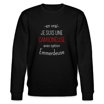 Camioneuse avec option Emmerdeuse - Sweat bio CHANGER Stanley/Stella Unisexe - noir - Devant - Nik (191cm) & Marisol (170cm)