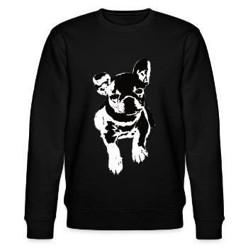 French Bulldog Portrait Black White - Stanley/Stella CHANGER Unisex Organic Sweatshirt - black - Front - Nik (191cm) & Marisol (170cm)