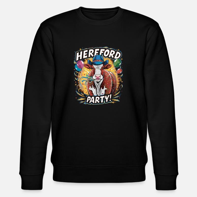 Kuh-Party mit Herefords - Stanley/Stella Unisex Bio-Sweatshirt CHANGER  - Schwarz