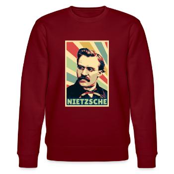 Friedrich Nietzsche Vintage Colors - Stanley/Stella CHANGER Unisex Organic Sweatshirt - burgundy - Front - Nik (191cm) & Marisol (170cm)