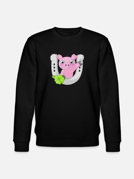 Glücks Comic Schweinchen - Stanley/Stella Unisex Bio-Sweatshirt CHANGER - Schwarz