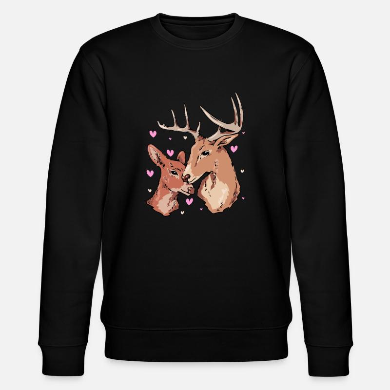 Hirsch Liebe Herz - Stanley/Stella Unisex Bio-Sweatshirt CHANGER  - Schwarz
